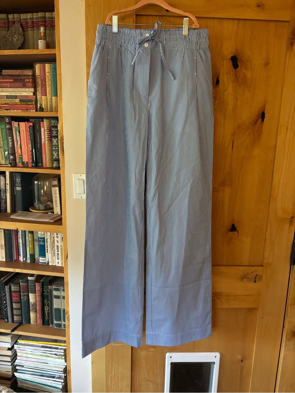 Thakoon Light Blue Striped straight leg trouser